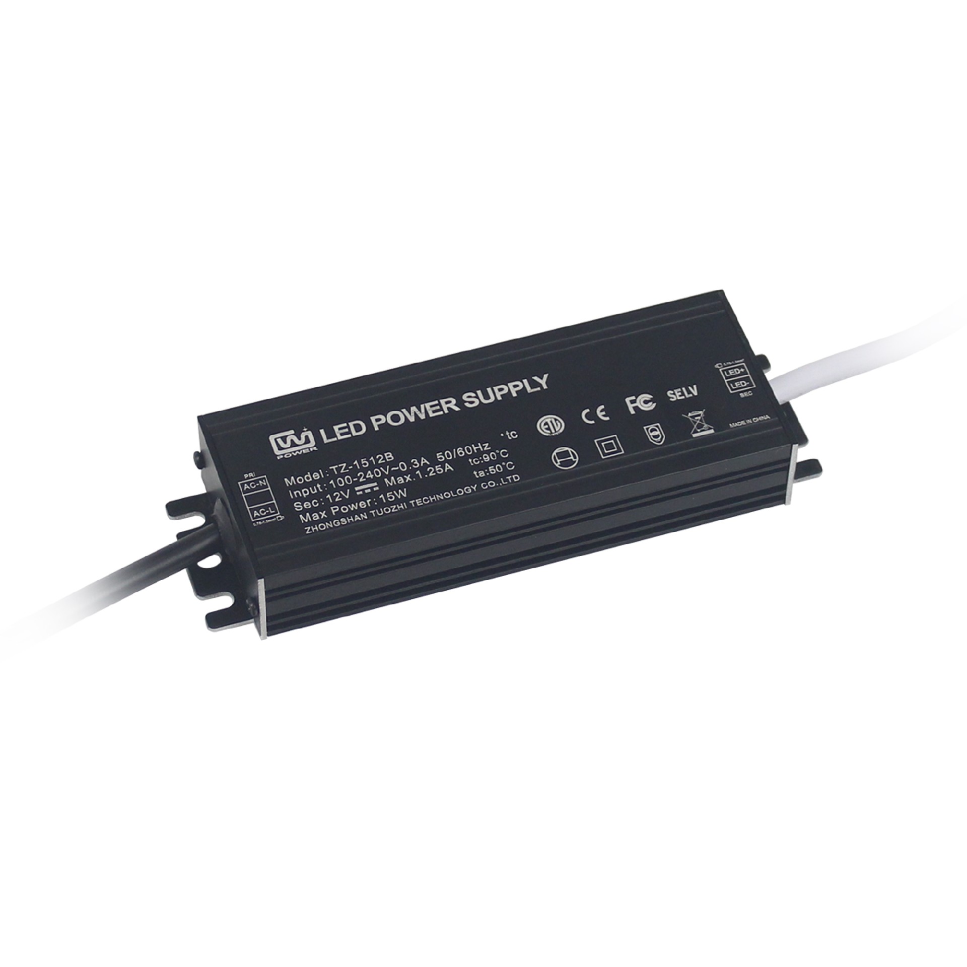 TZ-1512B 15W ETL IP67 waterproof switching power supply